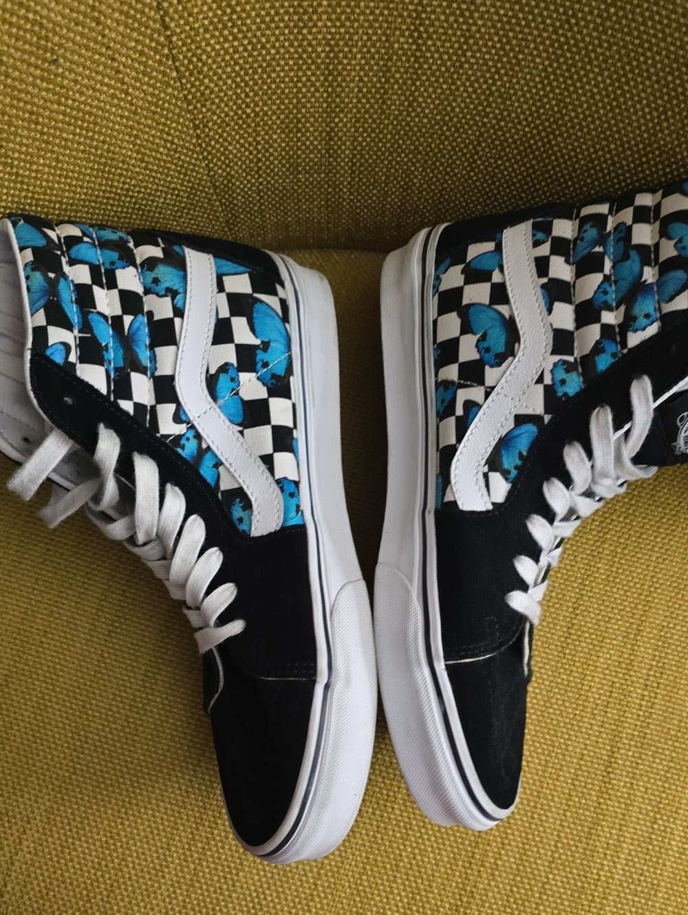 Vans Sk8-Hi Butterfly Checkerboard  Women 9.5, Men 8 - Picture 3 of 5